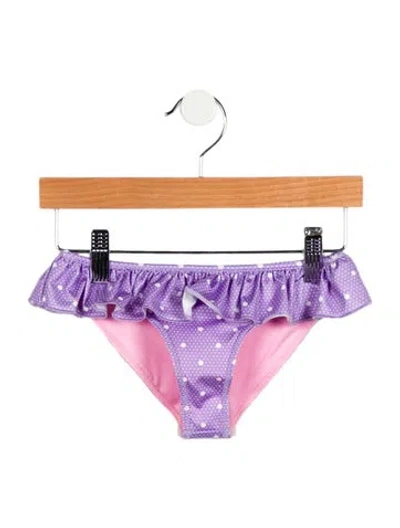 Pre-owned Loveshackfancy Babies' Toddler Girls' Printed Ruffle Swimsuit Bottom With Tag In Purple