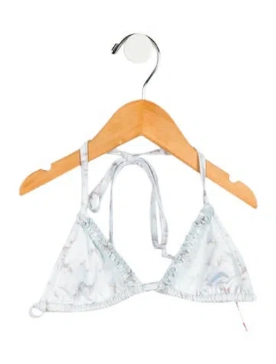 Pre-owned Loveshackfancy Babies' Toddler Girls' Printed Ruffle Swimsuit Top In Blue