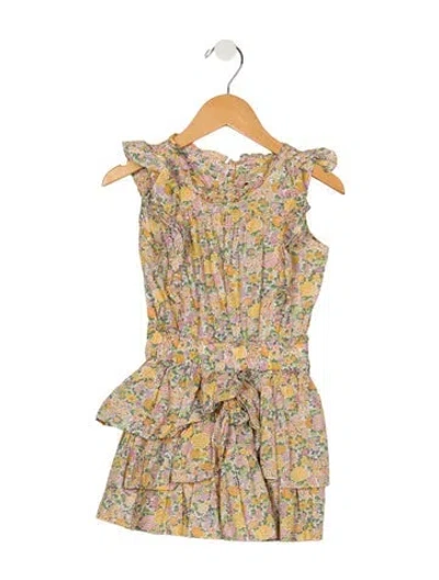 Pre-owned Loveshackfancy Babies' Toddler Girls Ruffle Embellished Pattern Printed Dress In Yellow