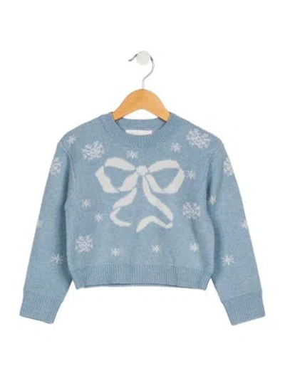 Pre-owned Loveshackfancy Babies' Toddler Girls' Wool Intarsia Sweater W/tags In Blue