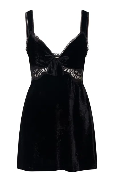 Loveshackfancy Toller Crushed Velvet Mini Dress In Black