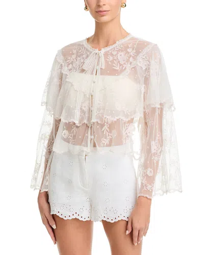 Loveshackfancy Tourelle Sheer Lace Blouse In White