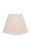 Loveshackfancy Trevina Lace-trimmed Cotton Mini Skirt In Pink