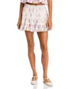 Loveshackfancy Viro Ribbed Floral And Bow-embroidered Cotton Mini Skirt In Rose Picnic