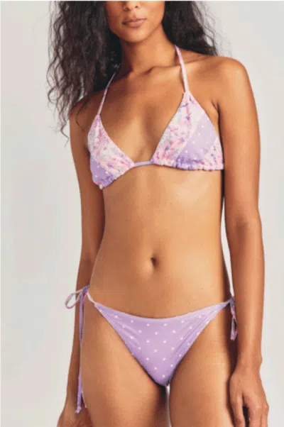 Loveshackfancy Triangle Bikini Set In Purple