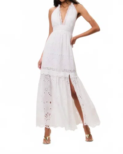 Loveshackfancy Trix Eyelet Halter Maxi Dress In Optic White