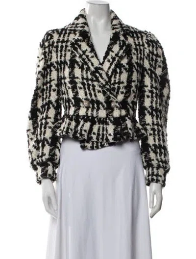 Pre-owned Loveshackfancy Tweed Pattern Blazer In Black