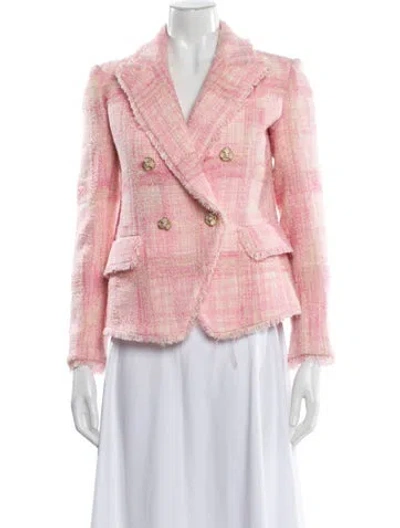 Pre-owned Loveshackfancy Tweed Pattern Blazer In Pink