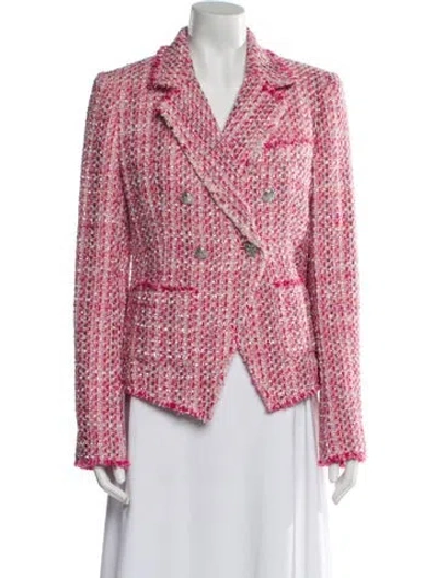 Pre-owned Loveshackfancy Tweed Pattern Blazer In Pink