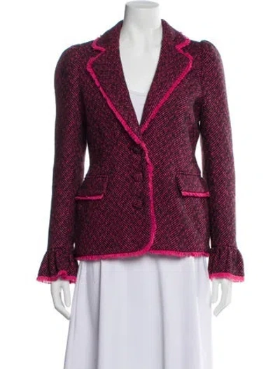 Pre-owned Loveshackfancy Tweed Pattern Blazer In Pink