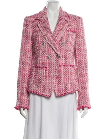 Pre-owned Loveshackfancy Tweed Pattern Blazer In Pink