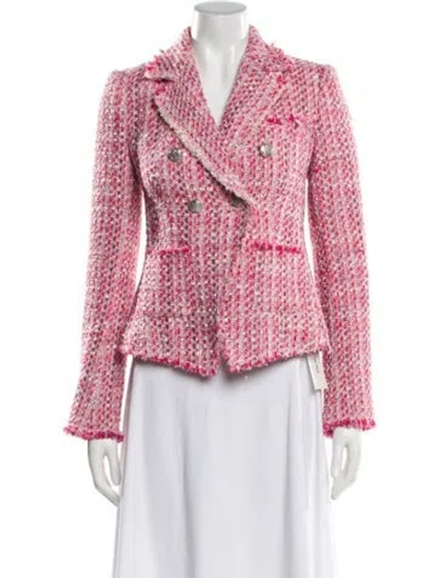 Pre-owned Loveshackfancy Tweed Pattern Blazer In Pink