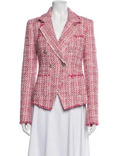 Pre-owned Loveshackfancy Tweed Pattern Blazer In Pink