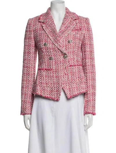 Pre-owned Loveshackfancy Tweed Pattern Blazer In Pink