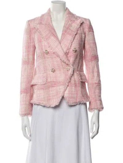 Pre-owned Loveshackfancy Tweed Pattern Blazer W/ Tags In Pink