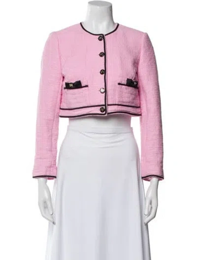 Pre-owned Loveshackfancy Tweed Pattern Bolero In Pink