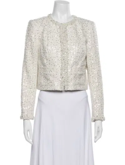 Pre-owned Loveshackfancy Tweed Pattern Evening Jacket In Grey