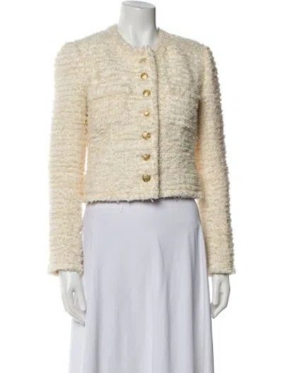 Pre-owned Loveshackfancy Tweed Pattern Evening Jacket In Neutral