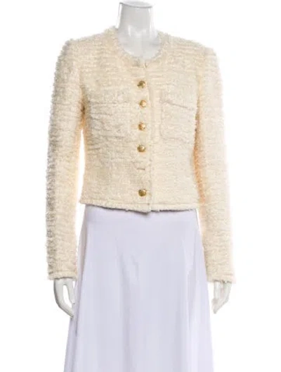 Pre-owned Loveshackfancy Tweed Pattern Evening Jacket In Neutral