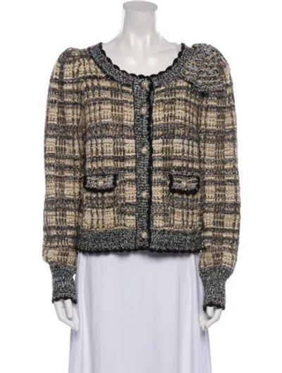 Pre-owned Loveshackfancy Tweed Pattern Evening Jacket W/ Tags In Gold