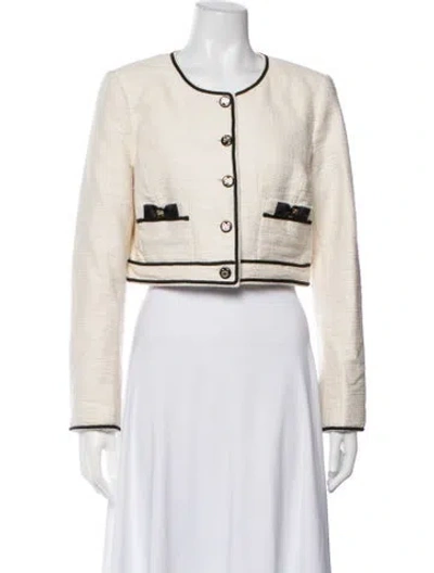 Pre-owned Loveshackfancy Tweed Pattern Jacket In Neutrals