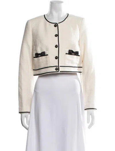 Pre-owned Loveshackfancy Tweed Pattern Jacket In Neutrals