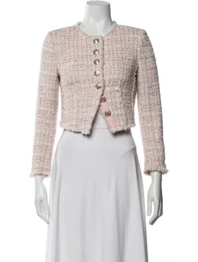 Pre-owned Loveshackfancy Tweed Pattern Jacket In Pink