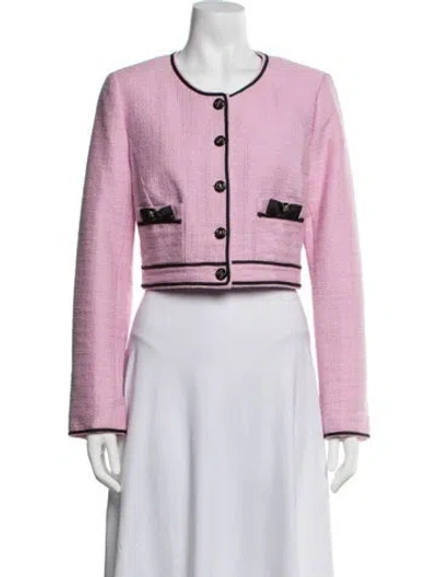 Pre-owned Loveshackfancy Tweed Pattern Jacket In Pink