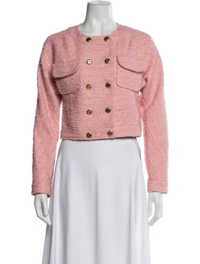 Pre-owned Loveshackfancy Tweed Pattern Jacket In Pink