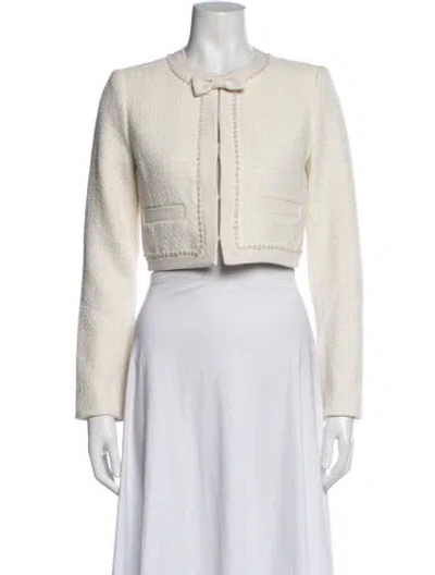 Pre-owned Loveshackfancy Tweed Pattern Jacket W/ Tags In White
