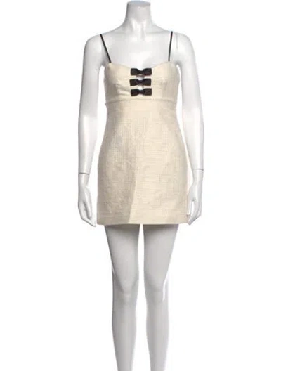Pre-owned Loveshackfancy Tweed Pattern Mini Dress In Neutrals