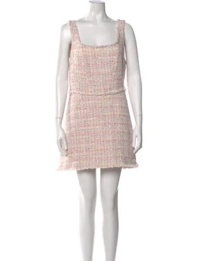 Pre-owned Loveshackfancy Tweed Pattern Mini Dress In Pink