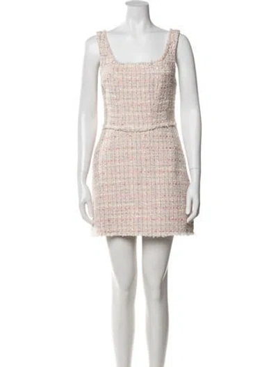 Pre-owned Loveshackfancy Tweed Pattern Mini Dress In Pink