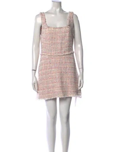 Pre-owned Loveshackfancy Tweed Pattern Mini Dress In Pink