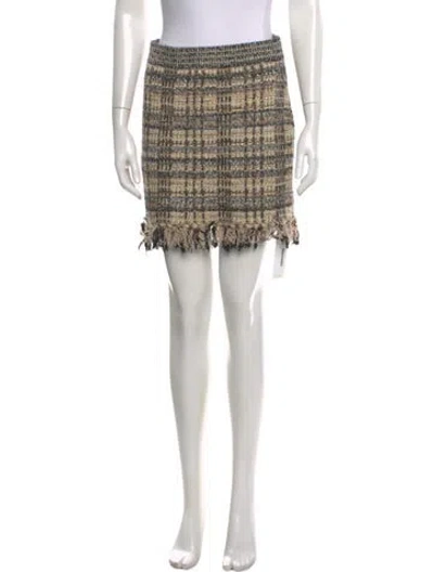 Pre-owned Loveshackfancy Tweed Pattern Mini Skirt