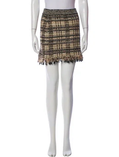 Pre-owned Loveshackfancy Tweed Pattern Mini Skirt In Black