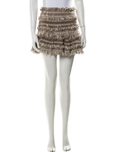 Pre-owned Loveshackfancy Tweed Pattern Mini Skirt In Brown