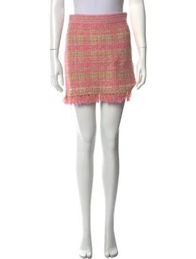 Pre-owned Loveshackfancy Tweed Pattern Mini Skirt In Metallic/pink