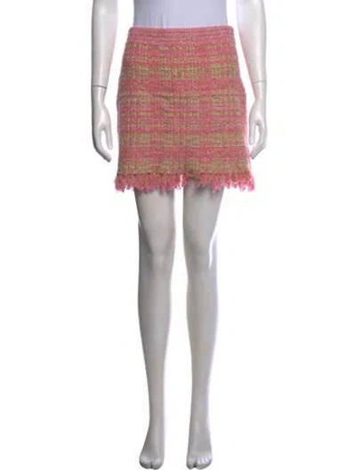 Pre-owned Loveshackfancy Tweed Pattern Mini Skirt In Metallic/pink