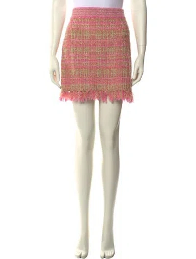 Pre-owned Loveshackfancy Tweed Pattern Mini Skirt In Multi