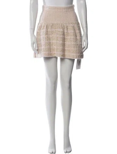 Pre-owned Loveshackfancy Tweed Pattern Mini Skirt In Neutrals