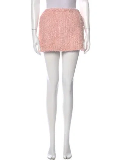 Pre-owned Loveshackfancy Tweed Pattern Mini Skirt In Pink