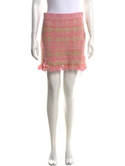 Pre-owned Loveshackfancy Tweed Pattern Mini Skirt In Pink