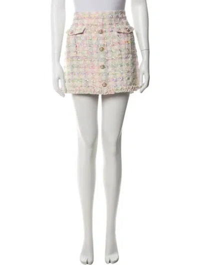 Pre-owned Loveshackfancy Tweed Pattern Mini Skirt W/ Tags In Pink