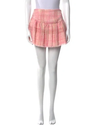 Pre-owned Loveshackfancy Tweed Pattern Mini Skirt W/ Tags In Pink