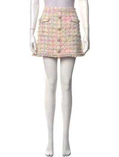 Pre-owned Loveshackfancy Tweed Pattern Mini Skirt W/ Tags In Pink