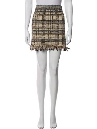 Pre-owned Loveshackfancy Tweed Pattern Mini Skirt In White
