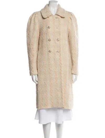 Pre-owned Loveshackfancy Tweed Tweed Pattern Faux Fur Coat In Neutral