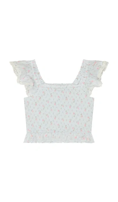 Loveshackfancy Tween Jeanna Top In Blue