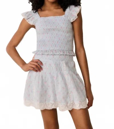 Loveshackfancy Kids' Tween Solena Floral Cotton Skirt In Chapparal Blue In White